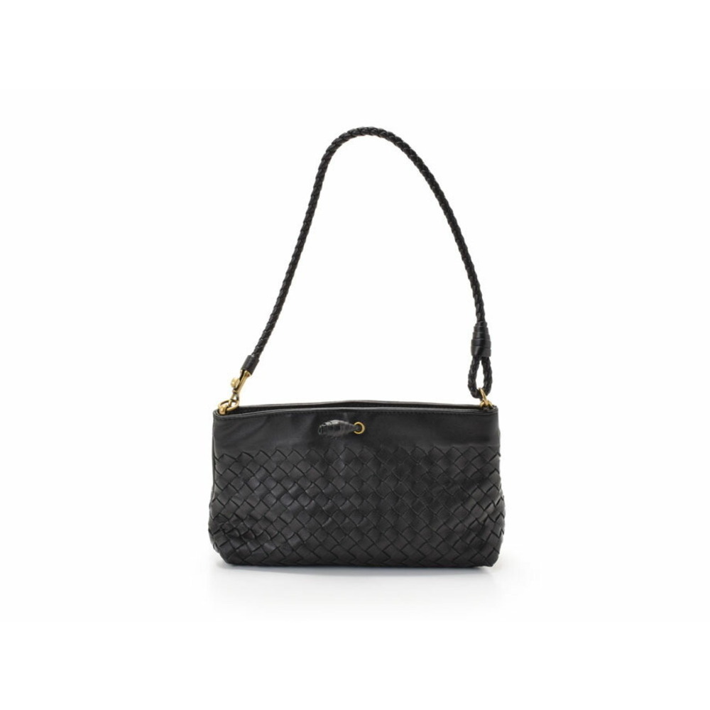 Bottega Veneta Intrecciato Black Lambskin Evening Bag